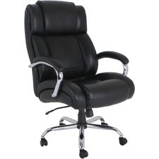 Lorell Big and Tall Leather Chair with UltraCoil Comfort - Black - 1 Each