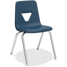 Lorell 18" Seat-height Stacking Student Chairs - Four-legged Base - Navy - Polypropylene - 4 / Carton