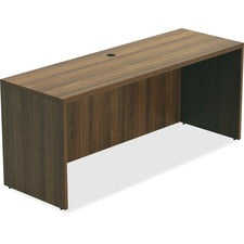 Lorell Chateau Series Walnut Laminate Desking Credenza - 66.1" x 23.6"30" Credenza, 1.5" Top - Reeded Edge - Material: P2 Particleboard - Finish: Walnut, Laminate