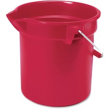 Rubbermaid Commercial Brute 10-quart Utility Bucket - 10 quart - Heavy Duty, Rust Resistant, Bend Resistant, Handle - 10.2" - Steel, High-density Polyethylene (HDPE) - Red, Nickel, Chrome - 12 / Carton