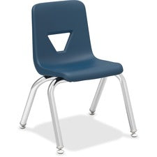 Lorell 12" Seat-height Stacking Student Chairs - Four-legged Base - Navy - Polypropylene - 4 / Carton