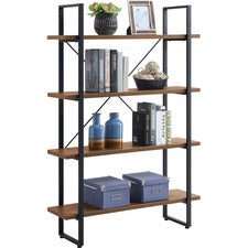 Lorell SOHO 4-Shelf Metal Frame Bookcase - 39.4" x 11.8" x 57.5" - 4 Shelve(s) - Band Edge - Finish: Walnut