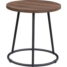 Lorell Round Side Table - Round Top - Powder Coated Four Leg Base - 4 Legs x 1" Table Top Thickness x 19" Table Top Diameter - 19.75" Height - Assembly Required - Walnut