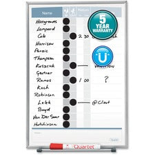 Quartet Matrix 15-employee In/Out Board - 16" Height x 11" Width - White Natural Cork Surface - Magnetic, Durable - Silver Frame - 1 Each