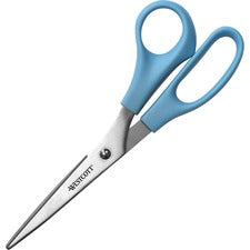Westcott 8" Value Line Straight Scissors - 8" Overall Length - Straight-left/right - Stainless Steel - Pointed Tip - Blue - 1 Each