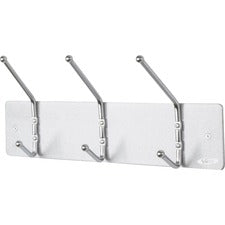 Metal Wall Rack, Three Ball-tipped Double-hooks, Metal, 18w X 3.75d X 7h, Satin