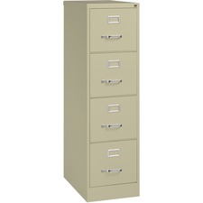 Lorell Vertical file - 4-Drawer - 15" x 25" x 52" - 4 x Drawer(s) for File - Letter - Vertical - Security Lock, Ball-bearing Suspension, Heavy Duty - Putty - Steel - Recycled