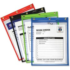 Heavy-duty Super Heavyweight Plus Stitched Shop Ticket Holders, Clear/assorted, 9 X 12, 20/box