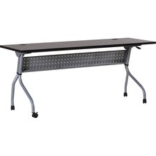 Lorell Espresso/Silver Training Table - Rectangle Top - Four Leg Base - 4 Legs - 72" Table Top Width x 23.50" Table Top Depth - 29.50" Height x 70.88" Width x 23.63" Depth - Assembly Required - Espresso, Silver - Melamine, Nylon