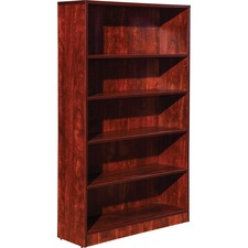 Lorell Bookshelf - 0.8" Shelf, 36" x 12"60" - 5 Shelve(s) - Square Edge - Material: Thermofused Laminate (TFL) - Finish: Cherry
