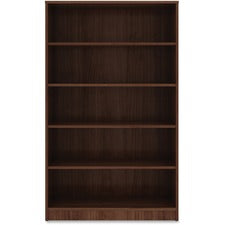 Lorell Bookshelf - 0.8" Shelf, 36" x 12"60" - 5 Shelve(s) - Square Edge - Material: Thermofused Laminate (TFL) - Finish: Walnut