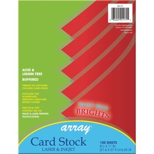 Pacon Color Brights Card Stock - Letter - 8 1/2" x 11" - 65 lb Basis Weight - 100 / Pack - Acid-free, Recyclable, Lignin-free, Buffered