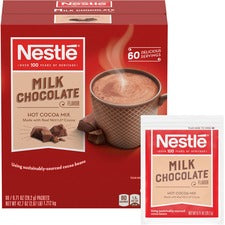 Nestle&reg; Milk Chocolate Single-Serve Hot Chocolate Packets - Cocoa, Chocolate - 0.71 oz - 60 / Box