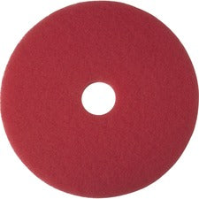 3M Niagara Cleaning Pad - 5/Carton - Round x 14" Diameter - Buffing, Floor - Marble Floor - 175 rpm to 600 rpm Speed Supported - Scuff Mark Remover - Polyester - Red