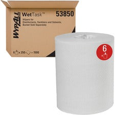 Power Clean Wipers For Disinfectants, Sanitizers And Solvents Wettask Customizable Wet Wiping System 250/roll, 6 Roll/carton