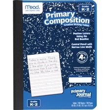 Mead Primary K-2 Creative Story Journal - 100 Sheets - 200 Pages - Printed - Book Bound - 7 1/2" x 9 1/2" - Durable Cover, Manuscript Alphabet - 1 Each