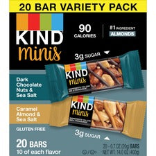 Minis, Dark Chocolate Nuts And Sea Salt/caramel Almond And Sea Salt, 0.7 Oz, 20/pack