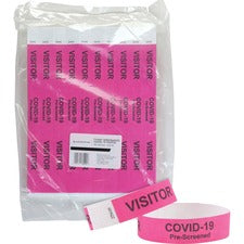 Advantus COVID Prescreened Visitor Wristbands - 3/4" x 10" Length - Rectangle - Pink - Tyvek - 500 / Pack