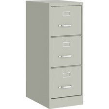 Lorell Fortress Commercial-grade Vertical File - 15" x 22" x 40.2" - 3 x Drawer(s) for File - Letter - Vertical - Ball-bearing Suspension, Removable Lock, Pull Handle, Wire Management - Gray - Recycled