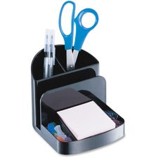 Officemate Deluxe Desk Organizer - 5 Compartment(s) - 5" Height x 5.4" Width x 6.8" Depth - Desktop - 30% Recycled - Black - Plastic - 1 Each