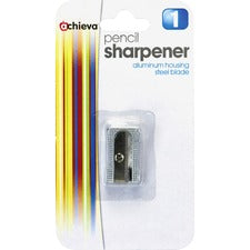 Officemate Achieva Pencil Sharpener - Handheld - 0.6" Height x 0.4" Width x 1" Depth - Aluminum - Silver - 1 Each