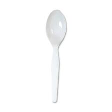 Plastic Cutlery, Heavy Mediumweight Teaspoons, White, 1,000/carton