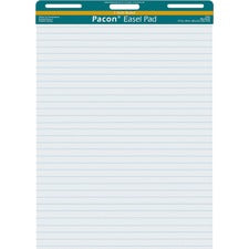 Pacon Ruled Easel Pads - 50 Sheets - Stapled/Glued - Front Ruling Surface - Ruled - 1" Ruled - 27" x 34" - White Paper - Chipboard Cover - Perforated, Bond Paper - 50 / Pad