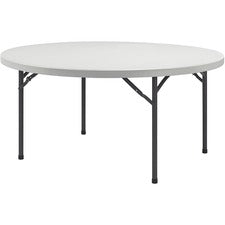 Lorell Banquet Folding Table - Round Top x 48" Table Top Diameter - 29.25" Height x 48" Width x 48" Depth - Gray, Powder Coated