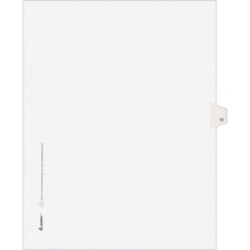 Avery&reg; Individual Legal Exhibit Dividers - Avery Style - Unpunched - 25 x Divider(s) - 25 Printed Tab(s) - Digit - 12 - 1 Tab(s)/Set - 8.5" Divider Width x 11" Divider Length - Letter - White Paper Divider - White Tab(s) - 25 / Pack