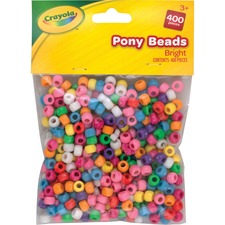 Crayola Crayola Pony Beads - Key Chain, Project, Party, Classroom, Necklace, Bracelet - 400 Piece(s) - 24 Each - Bright Assorted