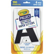 Crayola Self-adhesive Paper Letters - Self-adhesive - 4" Height - Black/White - Paper - 24 Each