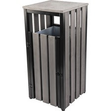 Lorell Outdoor Waste Bin - Rectangular - Weather Resistant - 33.6" Height x 15.8" Width x 15.8" Depth - Polystyrene - Charcoal - 1 Each