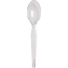 Plastic Cutlery, Heavyweight Teaspoon, Crystal Clear, 6", 1,000/carton