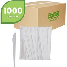 Plantware Compostable Cutlery, Knife, 6", Pearl White, 50/pack, 20 Pack/carton