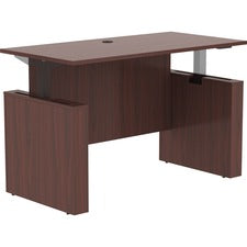 Lorell Essentials 60" Sit-to-Stand Desk Shell - 0.1" Top, 1" Edge, 60" x 29"49" - Finish: Mahogany