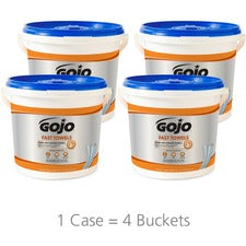 Gojo&reg; Fast Towels Bucket - Fresh Citrus - Blue, Clear - Moisturizing, Non-irritating, Heavy Duty, Cleaning - For Multipurpose - 130 Per Bucket - 4 / Carton