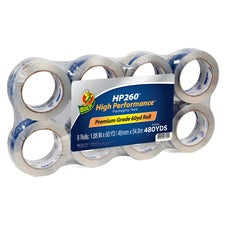 Duck HP260 High Performance Packaging Tape - 60 yd Length x 1.88" Width - 3.1 mil Thickness - 8 / Pack - Crystal Clear