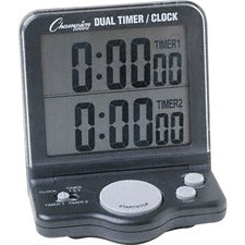 Dual Timer/clock With Jumbo Display, Lcd, 3.5 X 1 X 4.5, Black