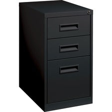 Lorell Box/Box/File Mobile Pedestal Files - 3-Drawer - 15" x 22" x 27.8" - 3 x Drawer(s) for Box, File - Letter - Security Lock, Ball-bearing Suspension - Black - Powder Coated - Steel - Recycled