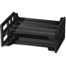 Officemate Side Load Letter Tray - 2.8" Height x 13.2" Width x 9" Depth - Desktop - Stackable, Durable - Black - Plastic - 2 / Pack