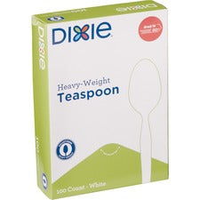 Plastic Cutlery, Heavyweight Teaspoons, White, 100/box