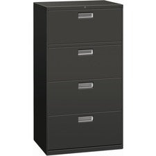 HON Brigade 600 H674 Lateral File - 30" x 18" x 53.3" - 4 Drawer(s) - Finish: Charcoal