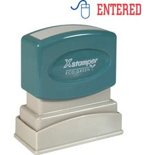 Xstamper Red/Blue ENTERED Title Stamp - Message Stamp - "ENTERED" - 0.50" Impression Width - 100000 Impression(s) - Red, Blue - Polymer Polymer - Recycled - 1 Each