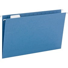 Smead Colored 1/5 Tab Cut Legal Recycled Hanging Folder - 8 1/2" x 14" - Top Tab Location - Assorted Position Tab Position - Vinyl - Blue - 10% Recycled - 25 / Box