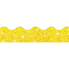 Trend Sparkle Board Trimmers - Rectangle Topped With Waves Shape - Pin-up - Reusable, Precut - 0.10" Height x 2.25" Width x 390" Length - Yellow - Paper - 1 / Pack