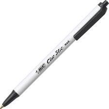Clic Stic Ballpoint Pen, Retractable, Medium 1 Mm, Black Ink, White Barrel, Dozen