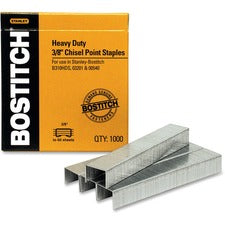 Bostitch 3/8" Heavy Duty Premium Staples - Heavy Duty - 3/8" Leg - 1/2" Crown - Holds 55 Sheet(s) - Chisel Point - Silver - High Carbon Steel - 3" Height x 0.5" Width0.4" Length - 1000 / Box