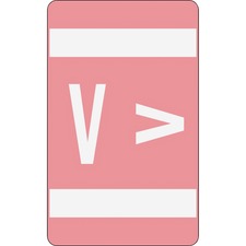 Smead AlphaZ ACCS Color-Coded Labels - "V" - 1" x 1 5/8" Length - Pink - 10 / Sheet - 100 / Pack