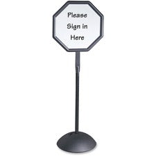 Safco Write Way Dual-sided Directional Sign - 1 Each - 22.5" Width x 65" Height - Octagonal Shape - Both Sides Display, Magnetic, Durable - Steel - Black