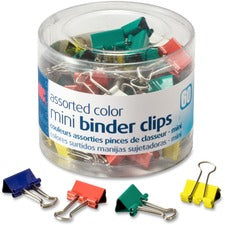 Officemate Binder Clips - Mini - 0.25" Size Capacity - 60 / Pack - Assorted - Metal